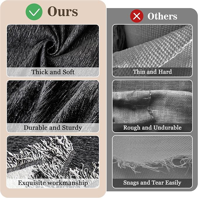 MEETSKY Washable Sofa Cover Black Sectional Couch Covers for 2 Cushion Couch Sofa Thick Universal Chenille Sofa Covers with Tassel Furniture Protector for Dogs, 71"x 102" - Image 3
