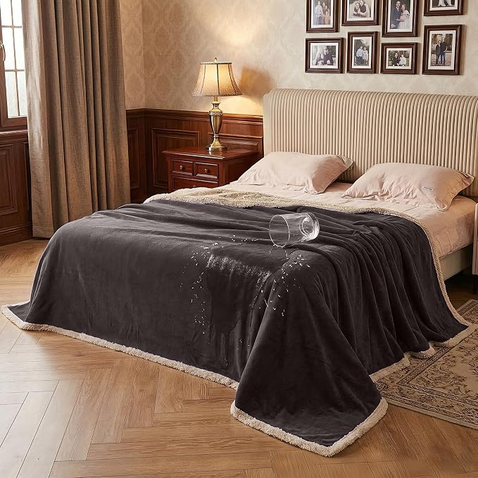Catalonia Waterproof Blanket for Bed, Reversible Leakproof Throw | 80 x90 Inch, Brown, Washable Protector Cover for Couch and Sofa, Stain Proof Blanket for Pets, Kids and Everyday Spills by Catalonia
