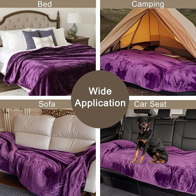 gogobunny Dog Blanket, Waterproof Reversible Sherpa Fleece Throw Blanket, Furniture Cover for Bed, Couch, Sofa Protection from Liquid Pee and Pet Fur of Puppy, Cat (Dark Purple, 30x70 inches) - Image 4