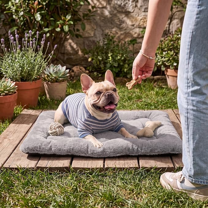 Dog Bed 30" for Metal Crate Pad, Washable Kennel Mat for Medium Dogs & Pets | Soft faux rabbit fur, non-slip,machine wash/dry, plush cushioning, for crates, floors & travel, multiple sizes for all breeds - Image 8