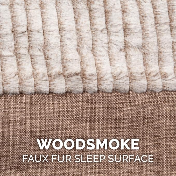 Furhaven Replacement Dog Bed Cover Luxe Faux Fur & Performance Linen Sofa-Style, Machine Washable - Woodsmoke, Jumbo (X-Large) - Image 4
