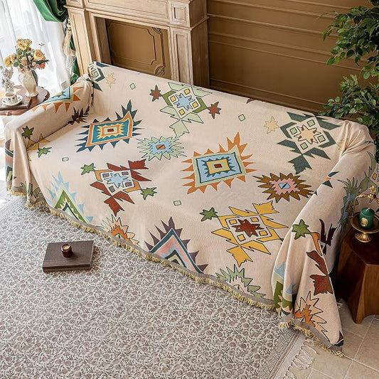 Deep Dream Boho Couch Cover Blanket, Soft Chenille Sofa Covers for 3 Cushion Couch, Sofa Slipcovers Washable Living Room Furniture Protector for Dogs Pets, 71"x134" by DeepDream