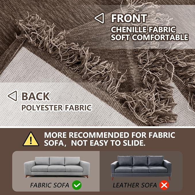 MEETSKY Oversized Couch Cover Sofa Covers Couch Covers for 3 Cushion Couch Sofa Pet Friendly, L Shaped Sectional Sofa Covers Washable Simply Put Sofa Throw Cover for Dogs, 91"x 150"，Dark Chocolate - Image 8