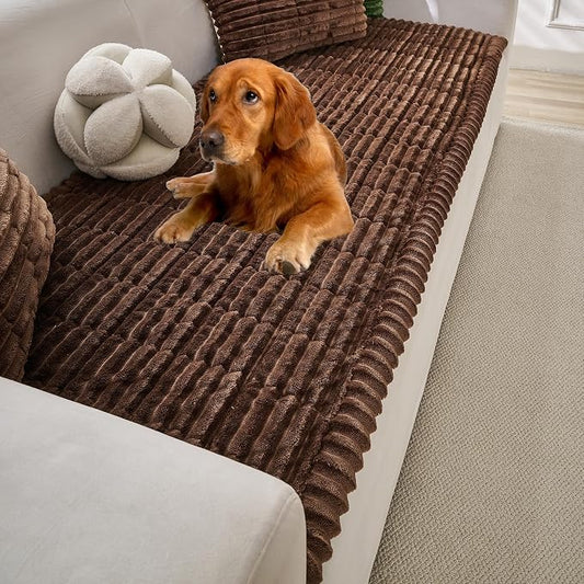 Mivnue Pet Couch Cover, Couch Covers for Dogs, Washable Dog Sofa Covers Couch Protector, Fuzzy Non Slip Couch Slipcover Pet Friendly (Dark Brown, 27.6" x 70.9") by Mivnue