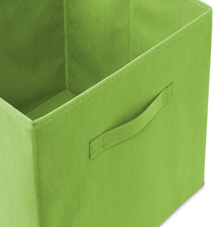 Casafield Set of 12 Collapsible Fabric Cube Storage Bins, Lime Green - 13" Foldable Cloth Baskets for Shelves, Cubby Organizers & More - Image 3