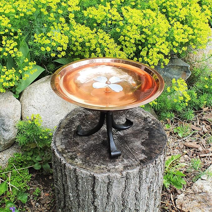 Achla Designs Dogwood Copper Birdbath with Tripod Stand - Image 8