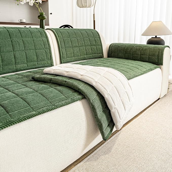 Couch Covers for Dogs Washable, 27.6"x82.7" Non Slip Couch Covers for Loveseat Sofa Pet Friendly, Soft Fuzzy Sofa Covers for Pet, Dog Couch Cover Furniture Protector(1PC,Green) - Image 3