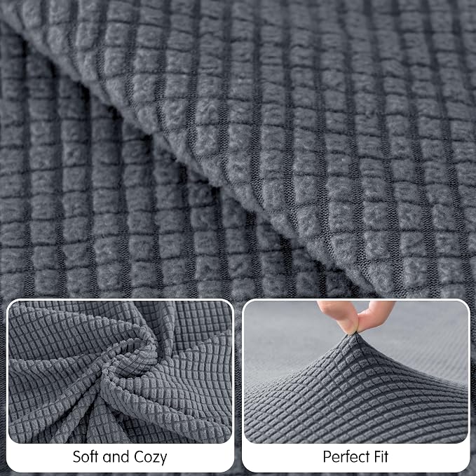 Hokway Stretch Chaise Cover Individual Couch Cushion Slipcovers Reversible Cushion Protector Slipcovers Sofa Cushion Protector Covers (Chaise Cover, Grey) - Image 4