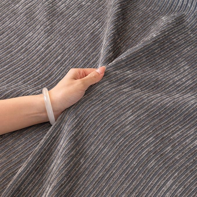 DREAMINGO Modern Minimalist Sofa Covers Washable Pet Furniture Protector Couch Cover for Dogs Cozy Chenille Couch Cover Blanket Stripe Textured Sectional Couch Slipcovers (X-Large, Dark Grey) - Image 6