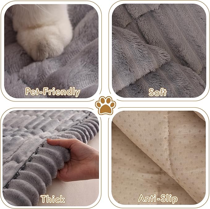 Couch Cover for Sofa, Sectional Couch Cover for Dogs, Sofa Cover Washable, Cushion Cover Blanket Pad Bed Mat for Pets, Fleece Furniture Protector, Grey, 23.6x23.6in - Image 3