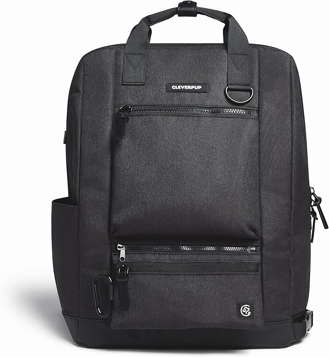 Cleverpup Porter 2-in-1 Dog Gear Backpack – Premium Dog Travel Bag with 10 Pockets, Zip-Off Treat Pouch, Leash Clip, Waterproof Pockets & Water Bottle Holder – Weekend, Hiking, Camping, Graphite by Cleverpup