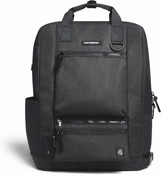 Cleverpup Porter 2-in-1 Dog Gear Backpack – Premium Dog Travel Bag with 10 Pockets, Zip-Off Treat Pouch, Leash Clip, Waterproof Pockets & Water Bottle Holder – Weekend, Hiking, Camping, Graphite by Cleverpup