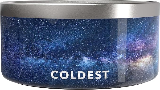 Coldest Dog Bowl - Anti Rust Metal, Non Slip, 3 Layers Insulated Stainless Steel Dog Bowls - Spill Proof & Heavy Duty - Water Bowl for Dogs, Cats & Pets, Dish Washer Safe (200 oz, Into The Beyond) by Coldest