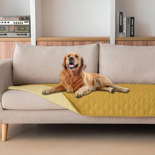 gogobunny 100% Double-Sided Waterproof Dog Bed Cover Pet Blanket Sofa Couch Furniture Protector for Puppy Large Dog Cat, Reversible (30x70 Inch (Pack of 1), Dark Yellow/Light Yellow) by gogobunny
