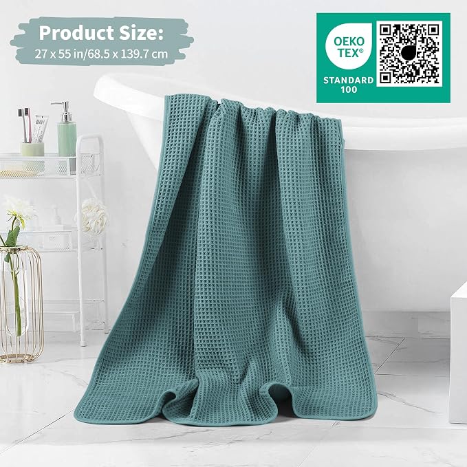 MICROFI Microfiber Waffle Bath Towels, 4 Pieces, Soft, Absorbent, Fast Drying, Lint Free 430 GSM (27''x55''/68.58 cm x139.7 cm) - Image 5