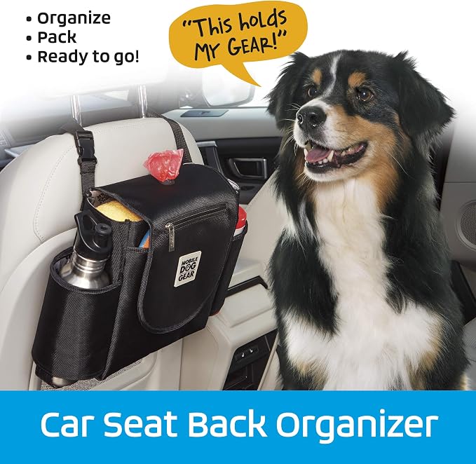 Mobile Dog Gear, Car Seat Back Organizer Travel Bag, Includes Built-in Waste Bag Dispenser and 1 Bag Roll, Black, Meets Airline Requirements - Image 2
