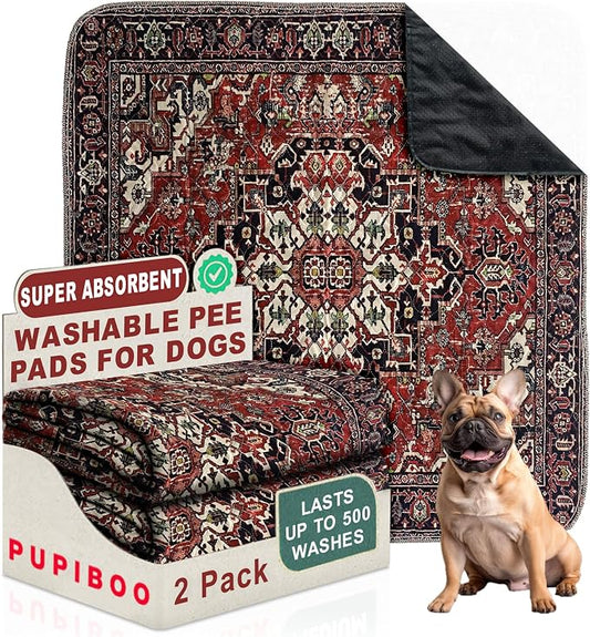 PUPIBOO Washable Pee Pads for Dogs and Cats - Super Absorbent Reusable Puppy Training Pads - 100% Waterproof, Leak-Proof & Non-Slip Whelping Pads for Pet Housebreaking by PUPIBOO
