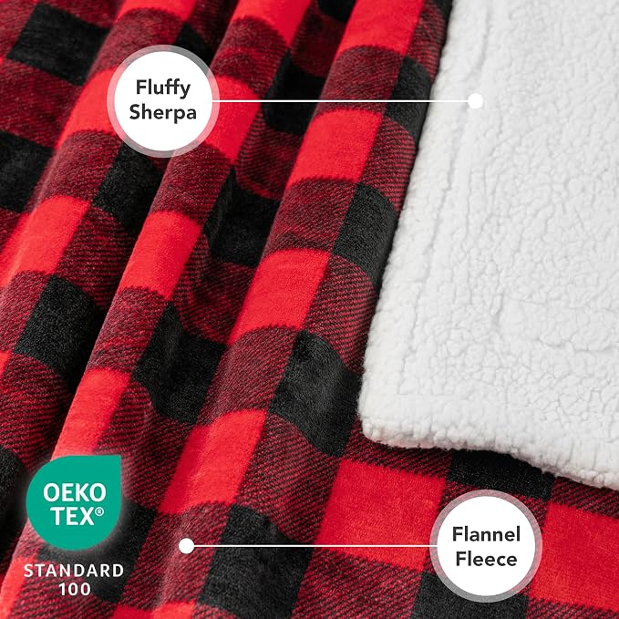 PetAmi Waterproof Dog Blanket for Couch, Large 60x40, Pee Proof Sherpa Fleece Reversible Pet Throw, Furniture Protector for Bed Sofa Kennel, Soft Washable Cover for Medium Dogs Cats, Plaid Red - Image 3