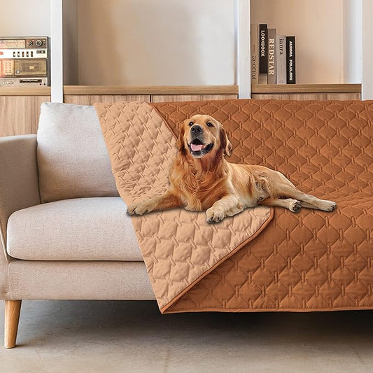 gogobunny 100% Double-Sided Waterproof Dog Bed Cover Pet Blanket Sofa Couch Furniture Protector for Puppy Large Dog Cat, Reversible (82x82 Inch (Pack of 1), Dark Pumpkin/Light Pumpkin) by gogobunny