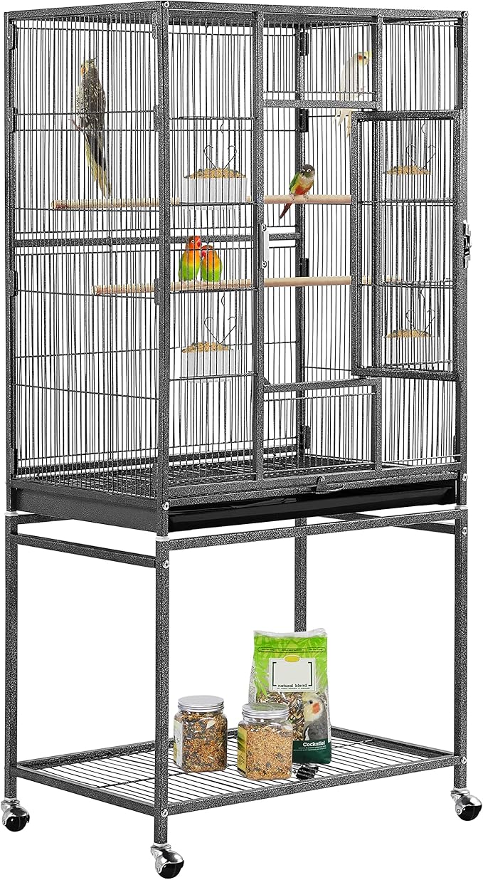 Yaheetech 54-inch Wrought Iron Standing Large Parrot Parakeet Flight Bird Cage for Small Parrot Sun Parakeet Green Cheek Conure Lovebird Budgie Finch Canary Bird Cage with Stand by Unknown
