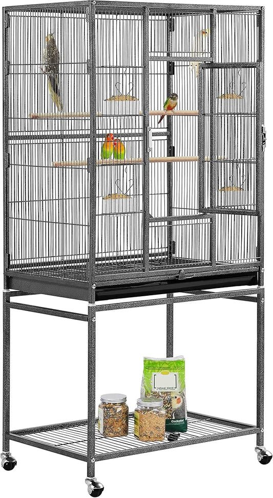 Yaheetech 54-inch Wrought Iron Standing Large Parrot Parakeet Flight Bird Cage for Small Parrot Sun Parakeet Green Cheek Conure Lovebird Budgie Finch Canary Bird Cage with Stand by Unknown