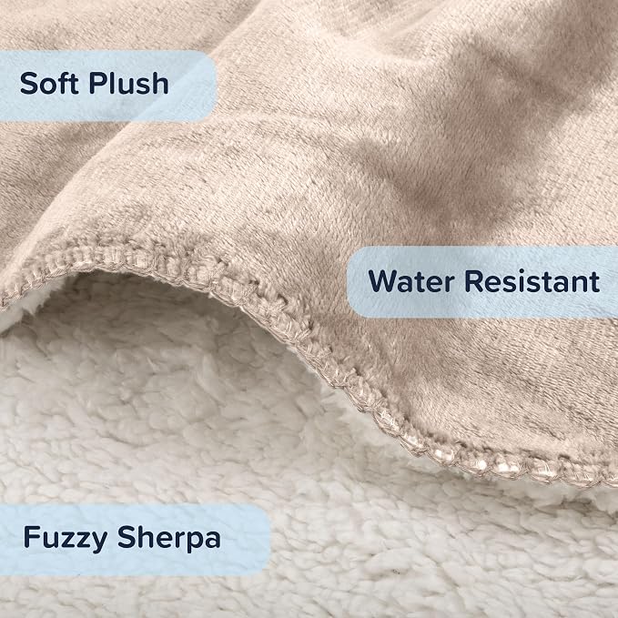 PETMAKER Dog Blanket - 80x100in Reversible Sherpa Blanket - Throw Blankets for Bed, Couch, Crate, or Car - Machine Washable Puppy Essentials (Tan) - Image 3