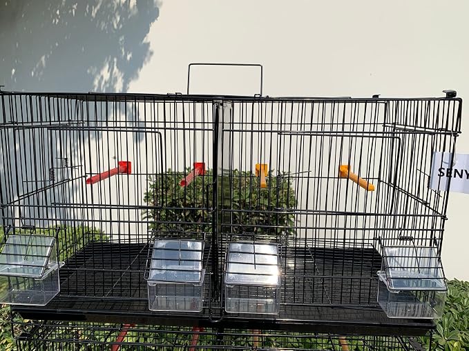 Seny Set of 4 Stackable Breeding Bird Cage for Canary Finch Small Birds (Black) - Image 2