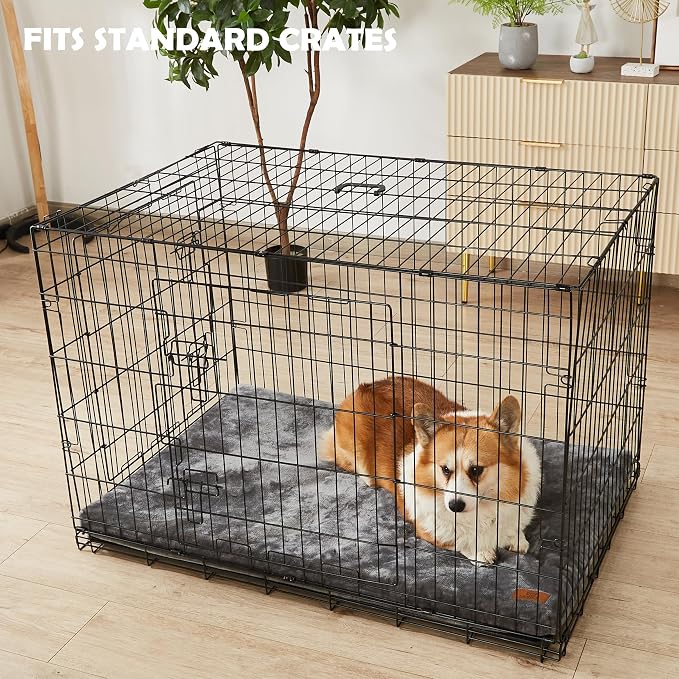LIORCE Memory Foam Dog Crate Pad, Medium, 30-inch, Grey - Orthopedic Pet Bed Mat with Waterproof Lining, Removable Washable Cover, for Dogs & Cats - Image 5