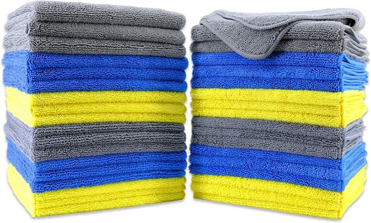 POLYTE 300 GSM Multipurpose Microfiber Cleaning Towel, 16x16 in, 36 Pack | Lint Free, Quick Dry by Polyte