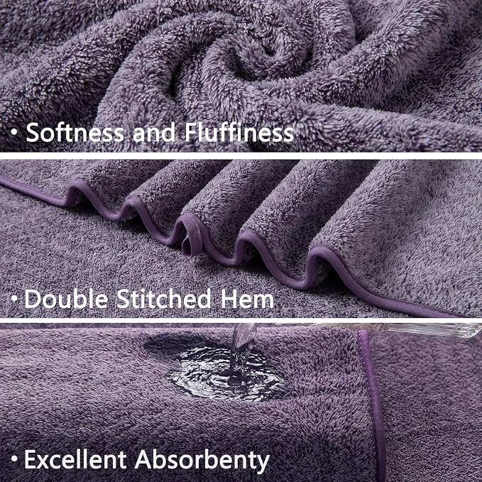 Ycosy Hand Towels Set 16x31 Inches,Soft Microfibers Bathroom Towel Set 2 Pack,Highly Absorbent Quick Dry Luxury Towel Hotel Spa Gym Hand Towel Collection for Bathroom,Dark Purple - Image 5