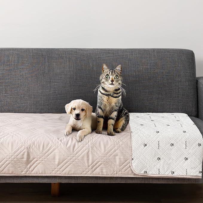 PetAmi Waterproof Couch Cover for Dogs, Non-Slip Leakproof Sofa Furniture Protector for Pet Cat, Machine Washable Bed Blanket for Car Seat, 30x70 Beige - Image 7
