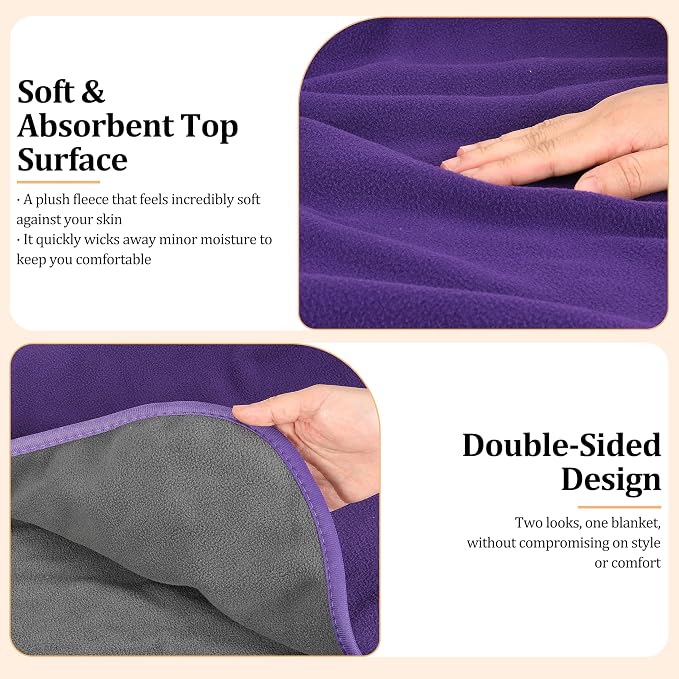 Catalonia Waterproof Bed Blanket, Washable Reversible Furniture Protector | Purple/Grey Double-Sided Fleece, Leakproof Protection for Bed, Sofa and Couch, Resists Spills, Stains and Everyday Messes - Image 3