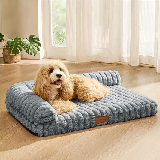Orthopedic Calming Medium Dog Bed Pet Sofa Bed 30''X20''SageGrey | 2-Sided Pet Couch Medium Size Dog, Soft Egg-Crate Foam Dog Mat, Waterproof Removable Washable Cover, Nonskid Bottom Cat Bed by Unknown