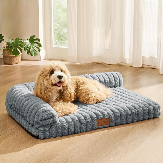 Orthopedic Calming Large Dog Bed Pet Sofa Bed 36''X24''Sage Grey | 2-Sided Pet Couch Large Sized Dog, Soft Egg-Crate Foam Dog Mat, Waterproof Removable Washable Cover, Nonskid Bottom Cat Bed - Image 3