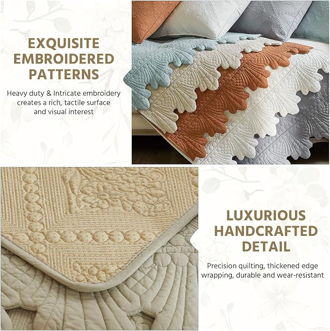 OTOB Quilted Pet Couch Cover Washable, Non-Slip Sofa Protector, 1 Piece | Khaki, 27.6"x59.1", Premium Cotton, Rustic Farmhouse Embroidery, All Seasons, Soft Thick, Breathable, Wear-Resistant - Image 4