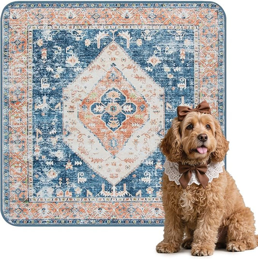 Lahome Extra-Large Washable Dog Pee Pads (72"x72") - Super Absorbent & Waterproof - Leakproof Reusable Mat for Playpens, Beds & Whelping, Convenient Cleanup,Beige Blue by Lahome