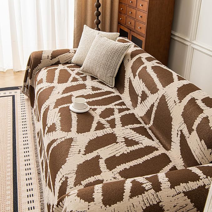 ROOMLIFE Couch Cover 3 Cushion Sofa, Washable Non Slip Furniture Sofa Protector Cover, Soft Chenille Sofa Slipcovers Sectional L Shape Dogs Couch Cover Throw Blanket with Tassels 71''X150'' - Image 6