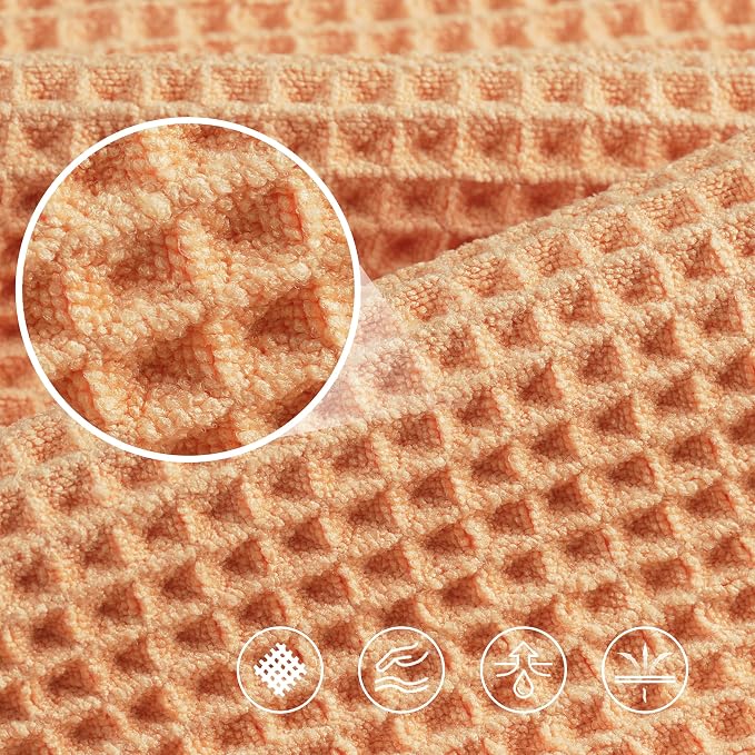 POLYTE 430 GSM Microfiber Oversize Quick Dry Lint Free Bath Towel, 60 x 30 in, 4 Pack (Waffle Weave) - Image 5