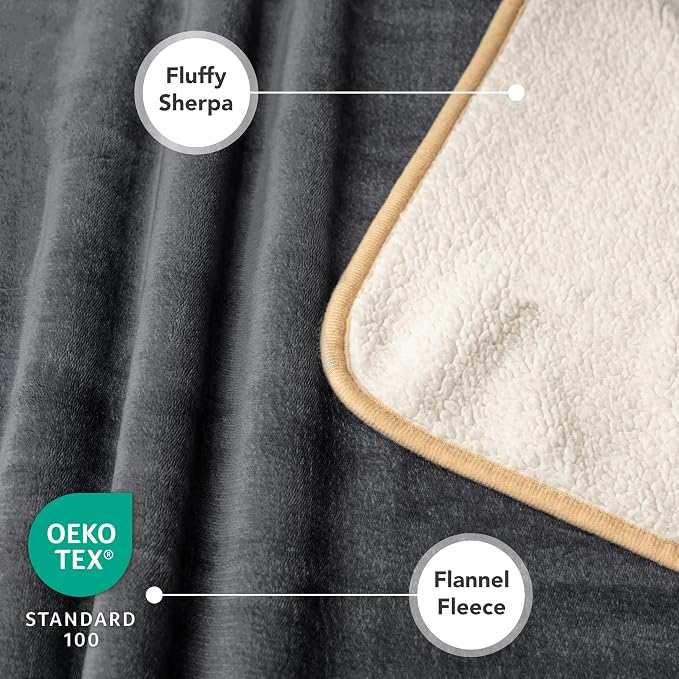 PetAmi Premium Waterproof Dog Blanket for Large Dogs, Reversible Sherpa & Flannel Fleece, Leakproof Pet Throw for Couch Protection, Soft Plush Furniture Protector for Cats, Washable, 60x80 Grey/Beige - Image 3