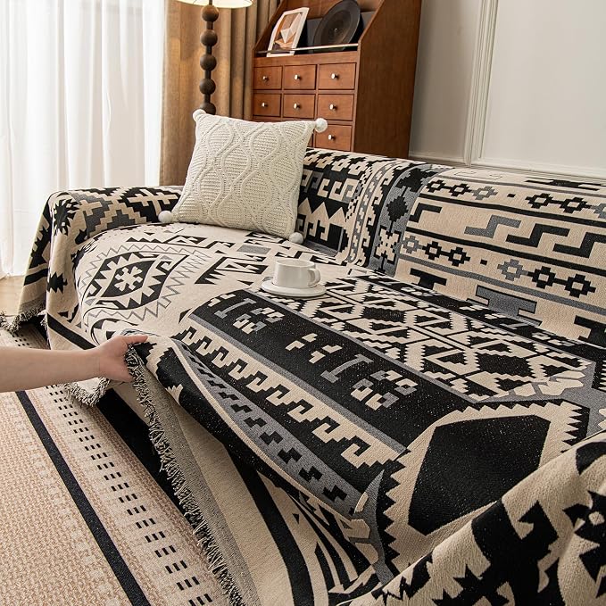 ROOMLIFE Couch Cover 3 Cushion Sofa, Washable Non Slip Furniture Sofa Protector Cover, Soft Chenille Sofa Slipcovers Sectional L Shape Dogs Couch Cover Throw Blanket with Tassels 71''X134'' - Image 4