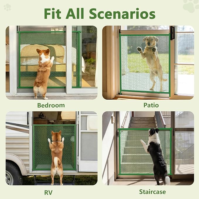 Guardian Steel Pet Grille Screen Door Protector for Dogs Pets Cats Scratch Protector Replacement RV Screen Door Guard Pet Proof Screen Door (Green, 36 Inch) - Image 5
