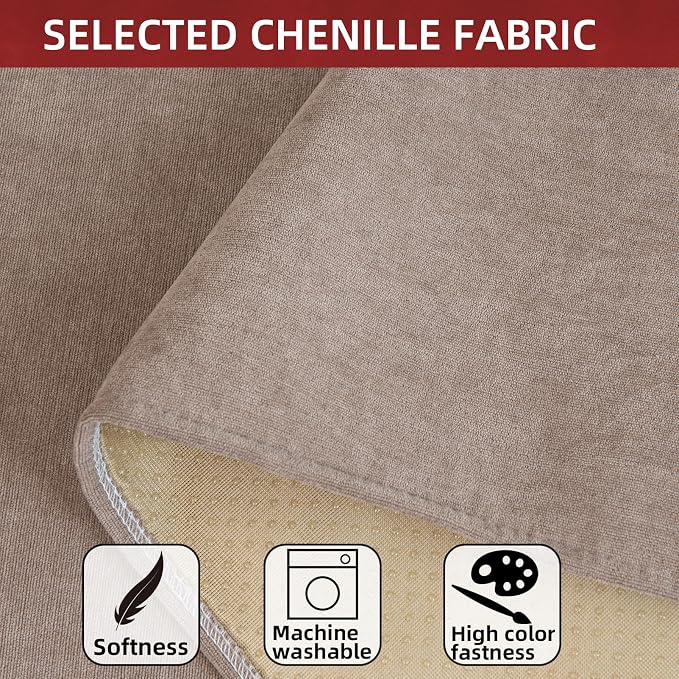 Couch Cover Sectional Couch Covers Non Slip Sofa Covers Washable for 3 Cushion Couch L Shaped Couch Protector Sofa Slipcovers for Kids Dogs Pets,Chenille,Camel, 36''x94''(Only 1 Piece) - Image 4