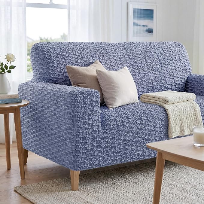 PAULTO BY GA.I.CO. Stretch Sofa Slipcovers – Soft Elastic Fabric Couch Cover for Armchair Loveseat 3-Seater & 4-Seater Sofa Cover – Non-Slip Furniture Protector Washable - Blue (40"-63" Wide) - Image 5