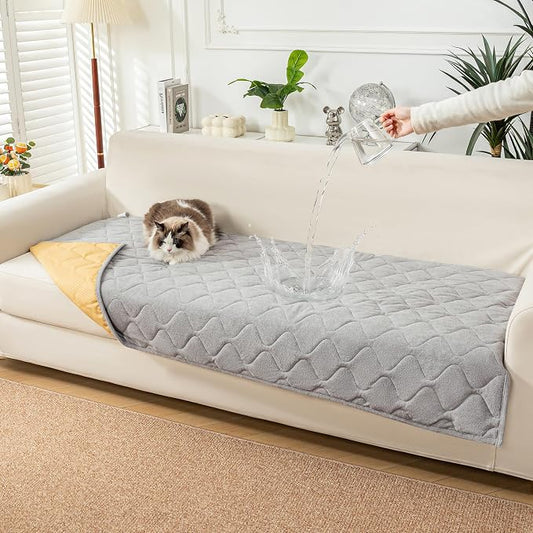 PuTian Waterproof Couch Cover for Dogs, Slip Straps, 36"X63", Light Gray | Washable Sofa Cover，Pet Friendly Couch Protector & Dog Mat, Waterproof Furniture Guard for Sofas, Loveseats & Sectionals by PuTianWorld
