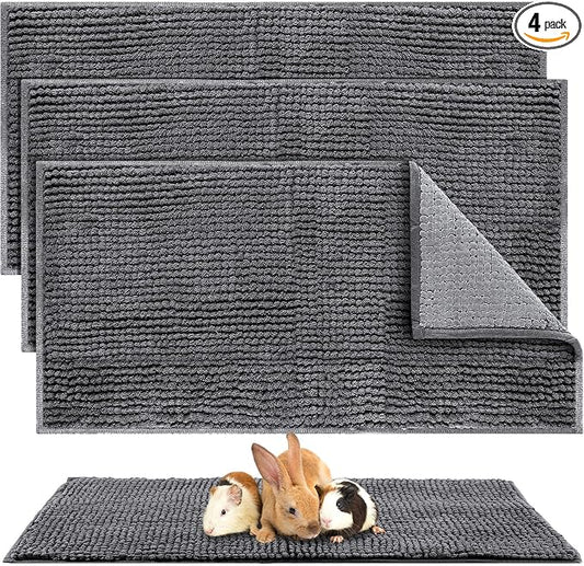 Amylove 4 Pcs Guinea Pig Cage Liner 47 x 24 Inch Washable Chenille Pee Pads Pet Dog Cat Bedding Training Mat Reusable for Small Animals Puppy Bunny Hamster Chinchilla by Amylove