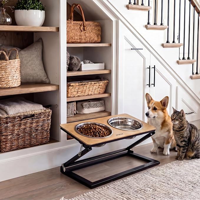 Elevated Dog Bowl, Adjustable Height and Tilt Angle Dog Bowl Stand | Precisely Adjust Height And Tilt Angle, Easy To Clean, Equipped With 2 Stainless Steel Food Bowls, Sturdy And Durable. - Image 6