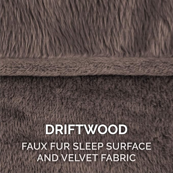 Furhaven Replacement Dog Bed Cover Faux Fur & Velvet Sofa-Style, Machine Washable - Driftwood Brown, Medium - Image 4