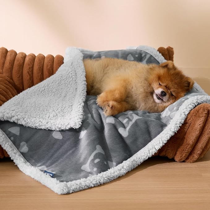 Bedsure Waterproof Dog Blankets for Small Dogs - 25"X35", Anchor Gray | Soft Print Sherpa Fleece Puppy Cat Blanket Washable, Cozy Plush Reversible Throw Furniture Protector for Pet Kitten Doggy - Image 9