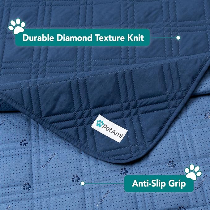 PetAmi Waterproof Couch Cover for Dogs, Non-Slip Leakproof Sofa Furniture Protector for Pet Cat, Machine Washable Bed Blanket for Car Seat, 102x82 Blue - Image 6