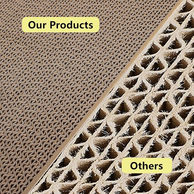 Papercat Cat Scratcher, 5 PCS in 1 Scratching pad with Box, Natural Recycled Corrugated Cardboard, Reversible for 2X Use, Kitty Refill Indoor, Brown (PC-MZB-001) - Image 5